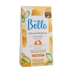 Folhas Prontas Facial Mel Depil Bella - 16 folhas
