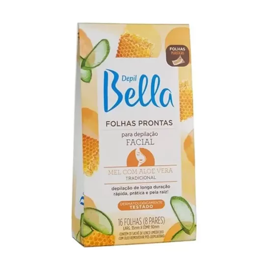 Folhas Prontas Facial Mel Depil Bella - 16 folhas Folhas Prontas Facial Mel Depil Bella - 16 folhas